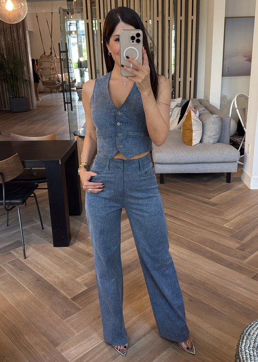 Angelica Denim Vest Chic Set