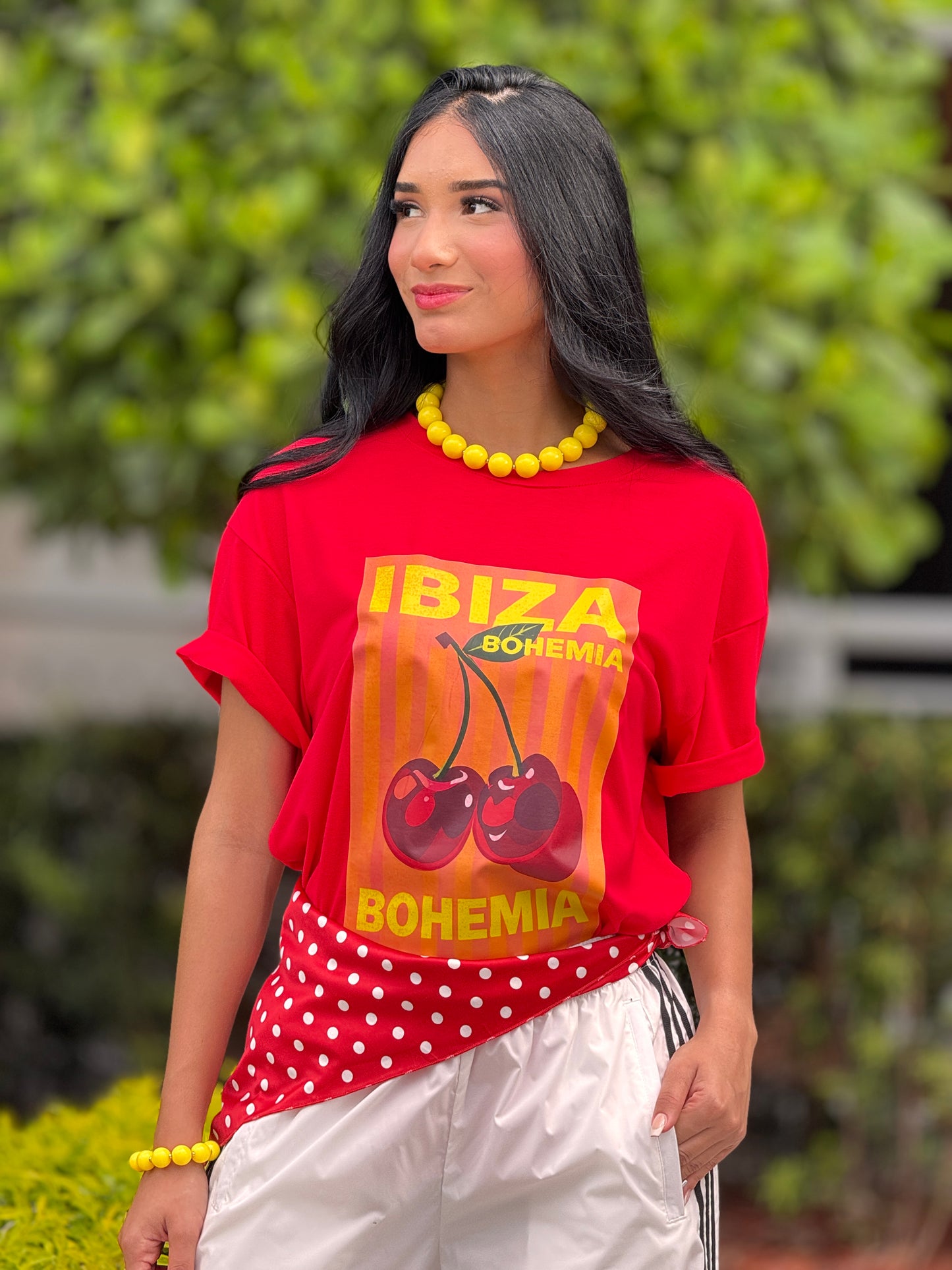 Ibiza Cherry +Scarf Red T-Shirt
