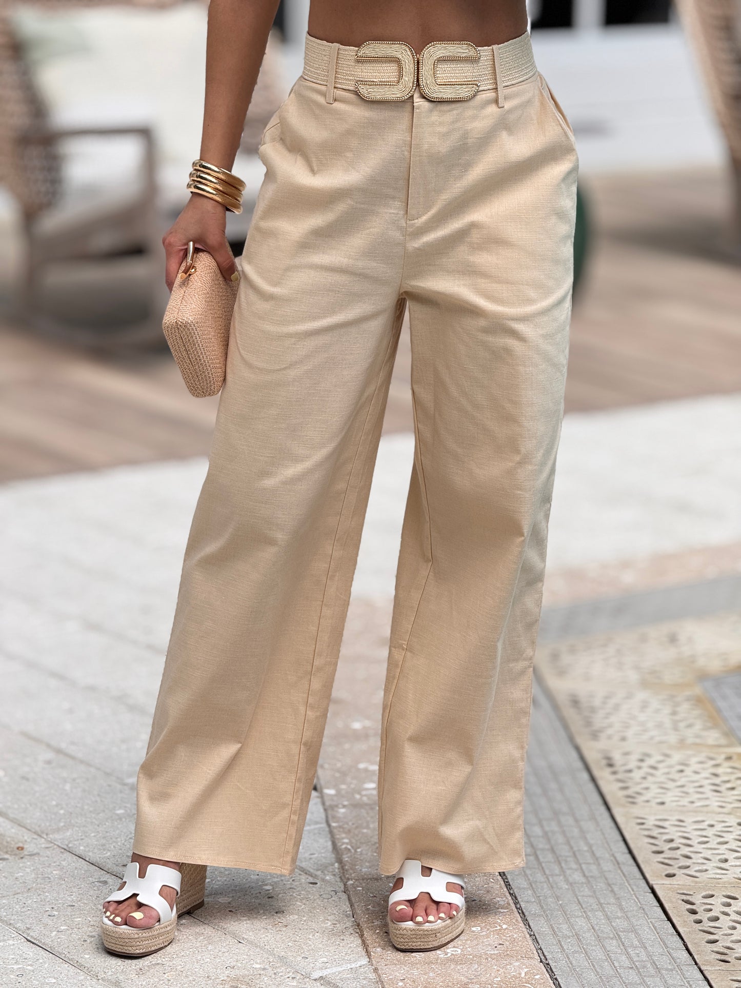 Creta Beige Linen Pants