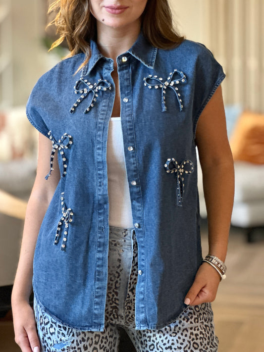 Coquette Denim Bow Shirt