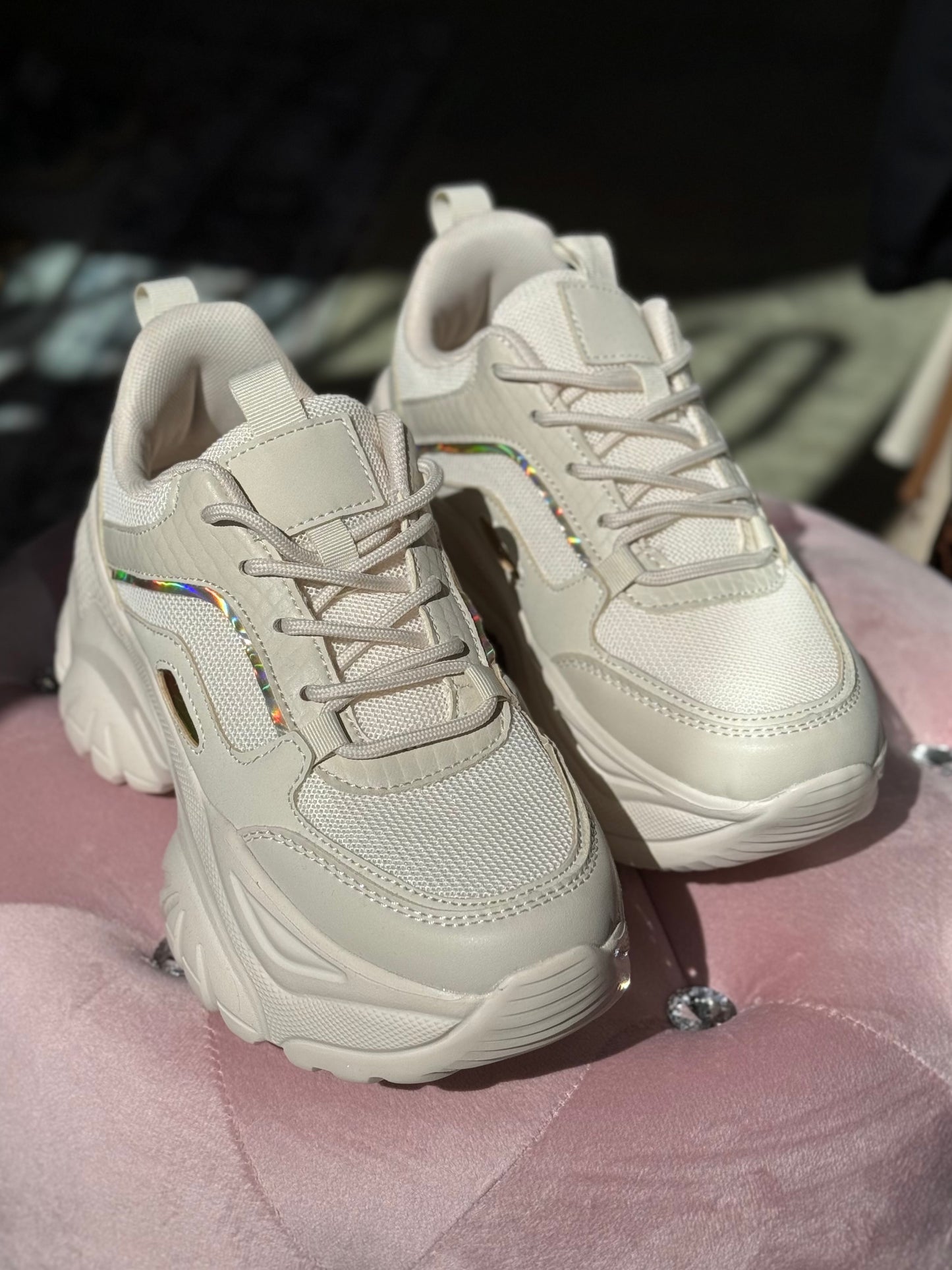 Hannah White Chunky Sneakers