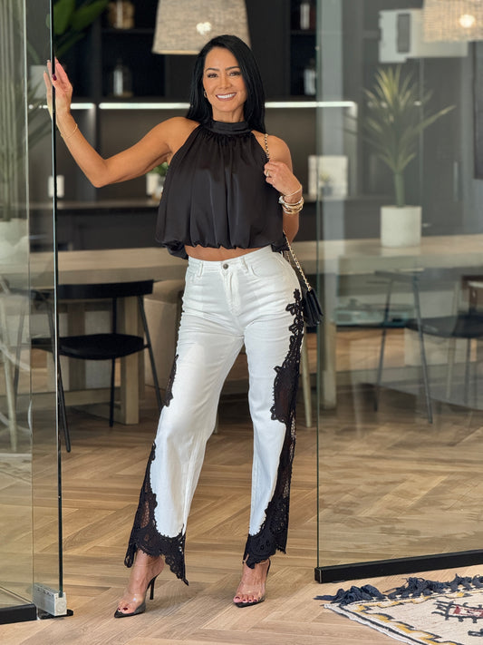 Muy White Denim/Black Torchon Jeans