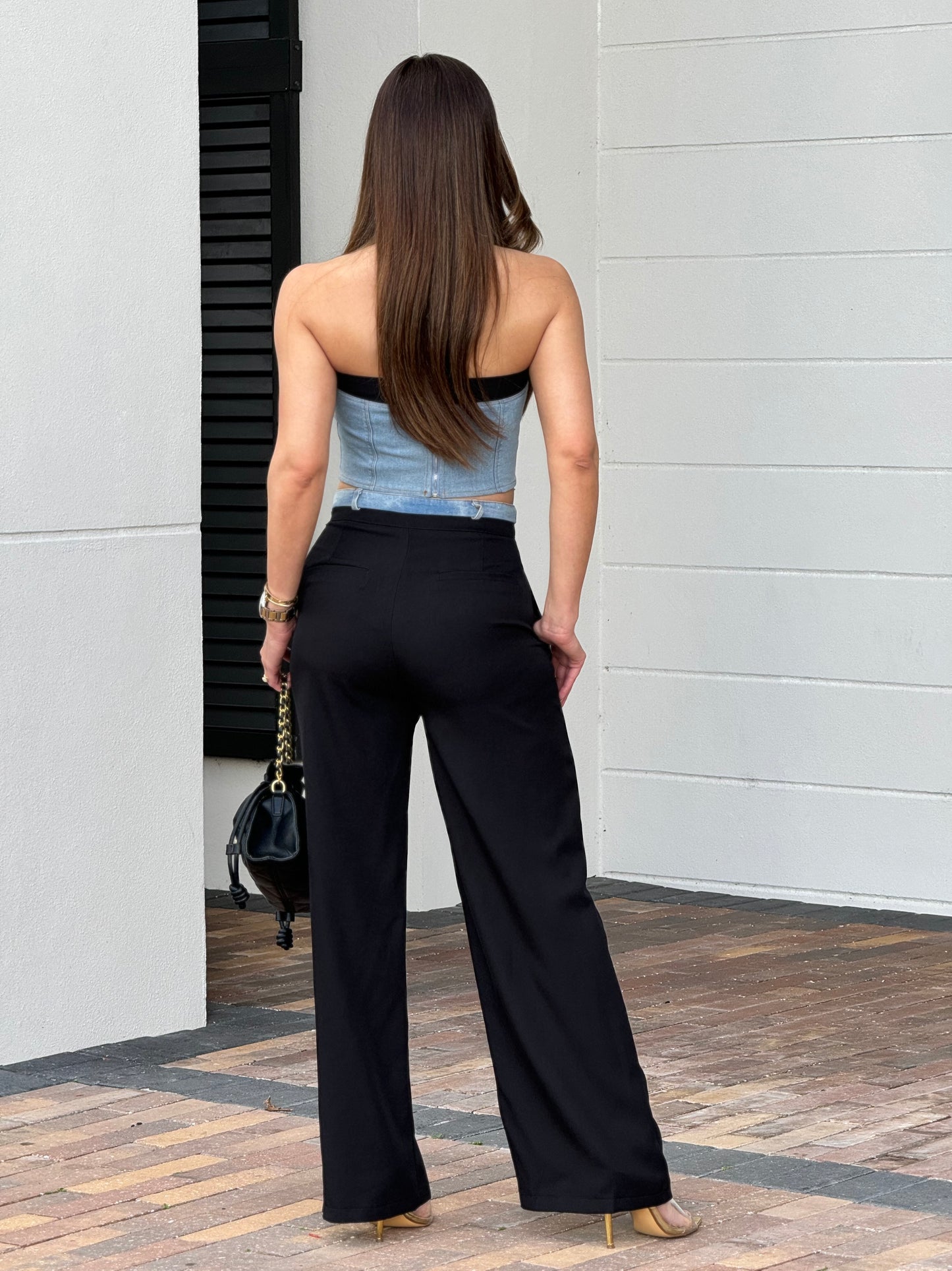 Angelica Denim/Black Strapless Set