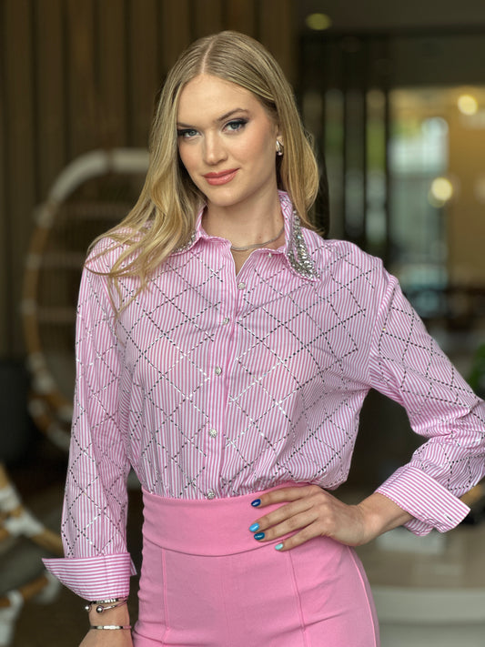 Kelly Pink Rhinestone Shirt