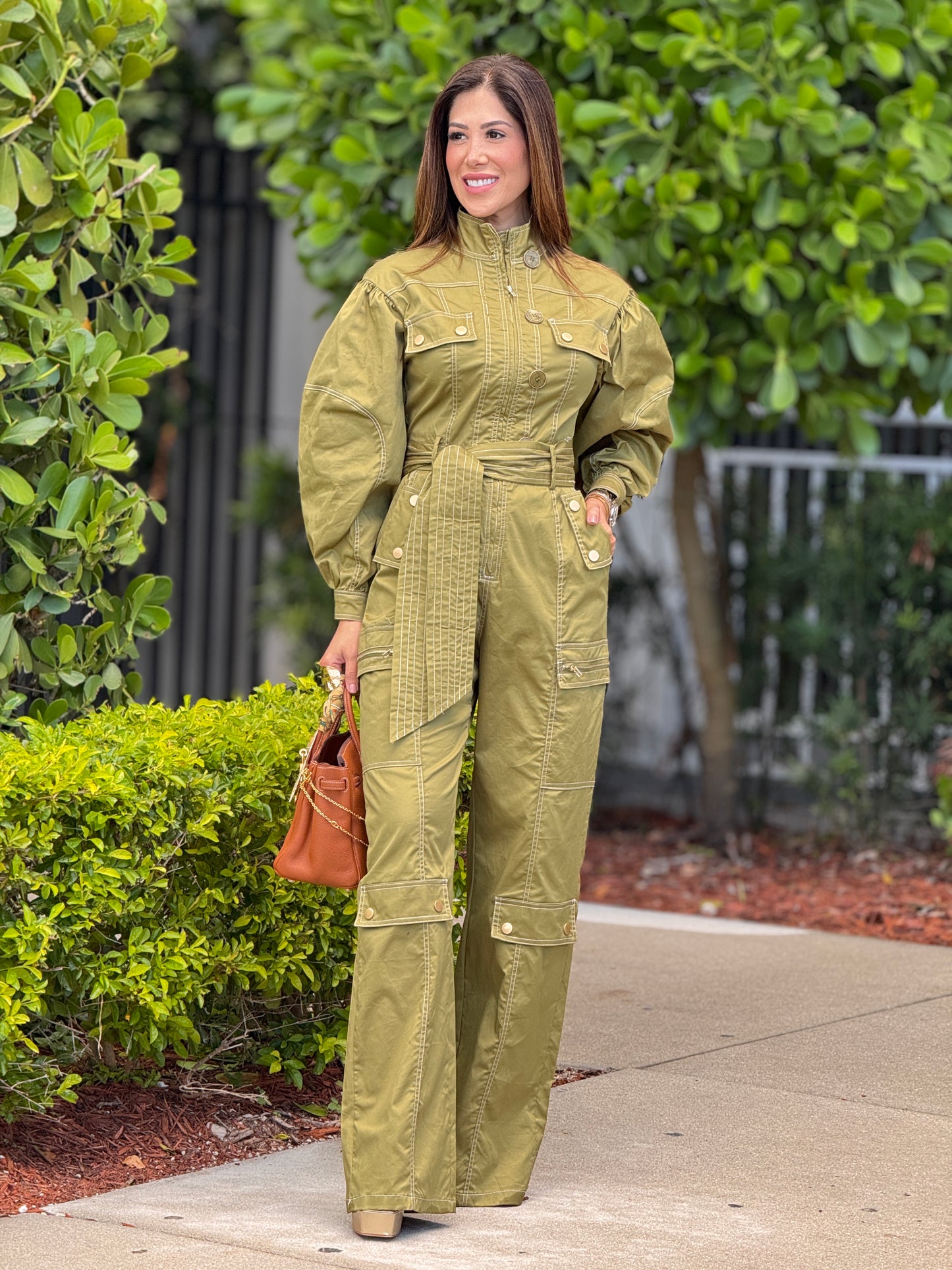 Chic Green Aviator Jumpsuit