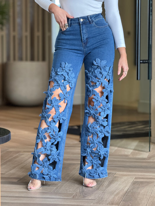 Fio 3D Flower Straight Jeans