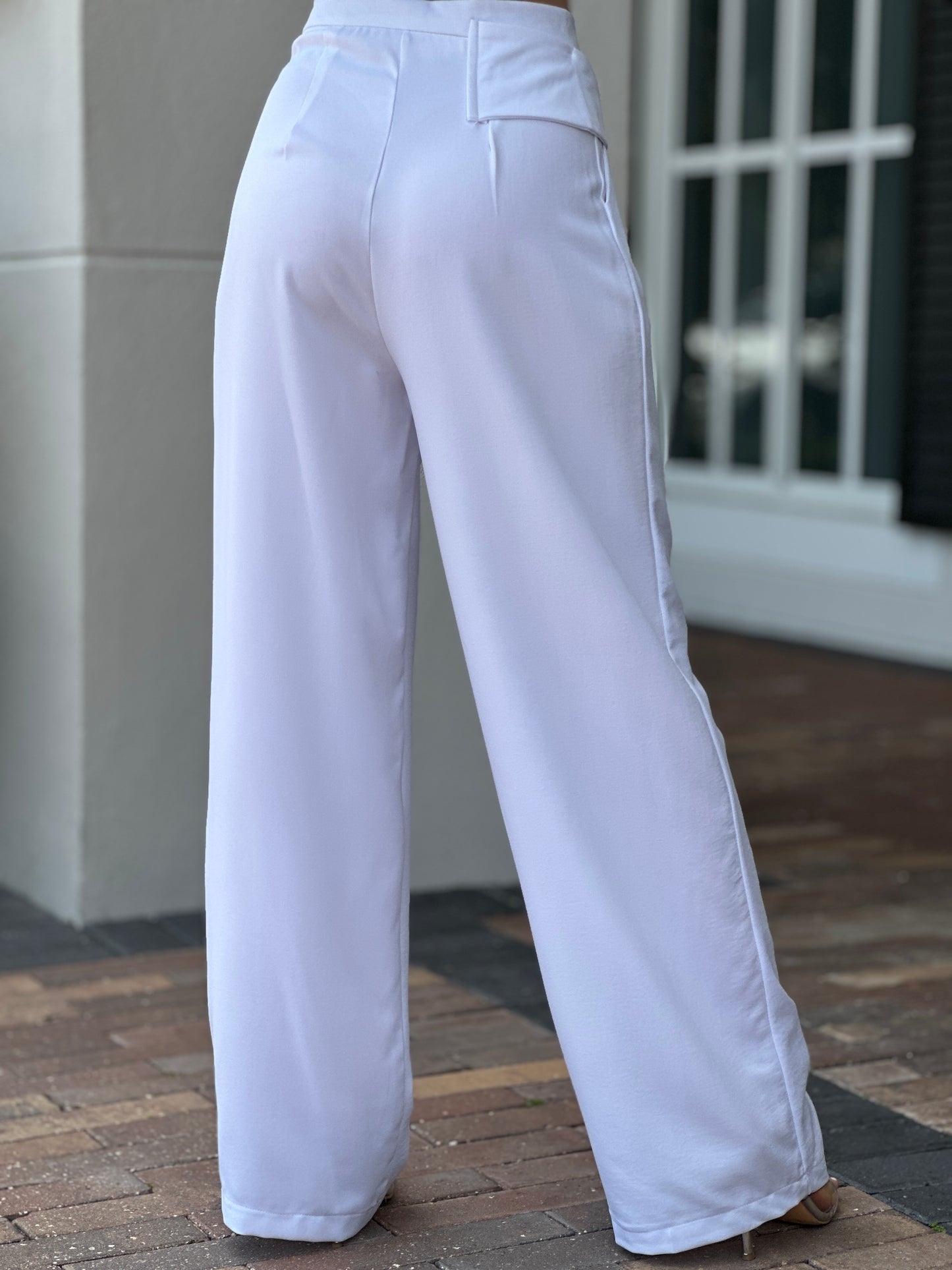 Addie Crossed Button White Pants