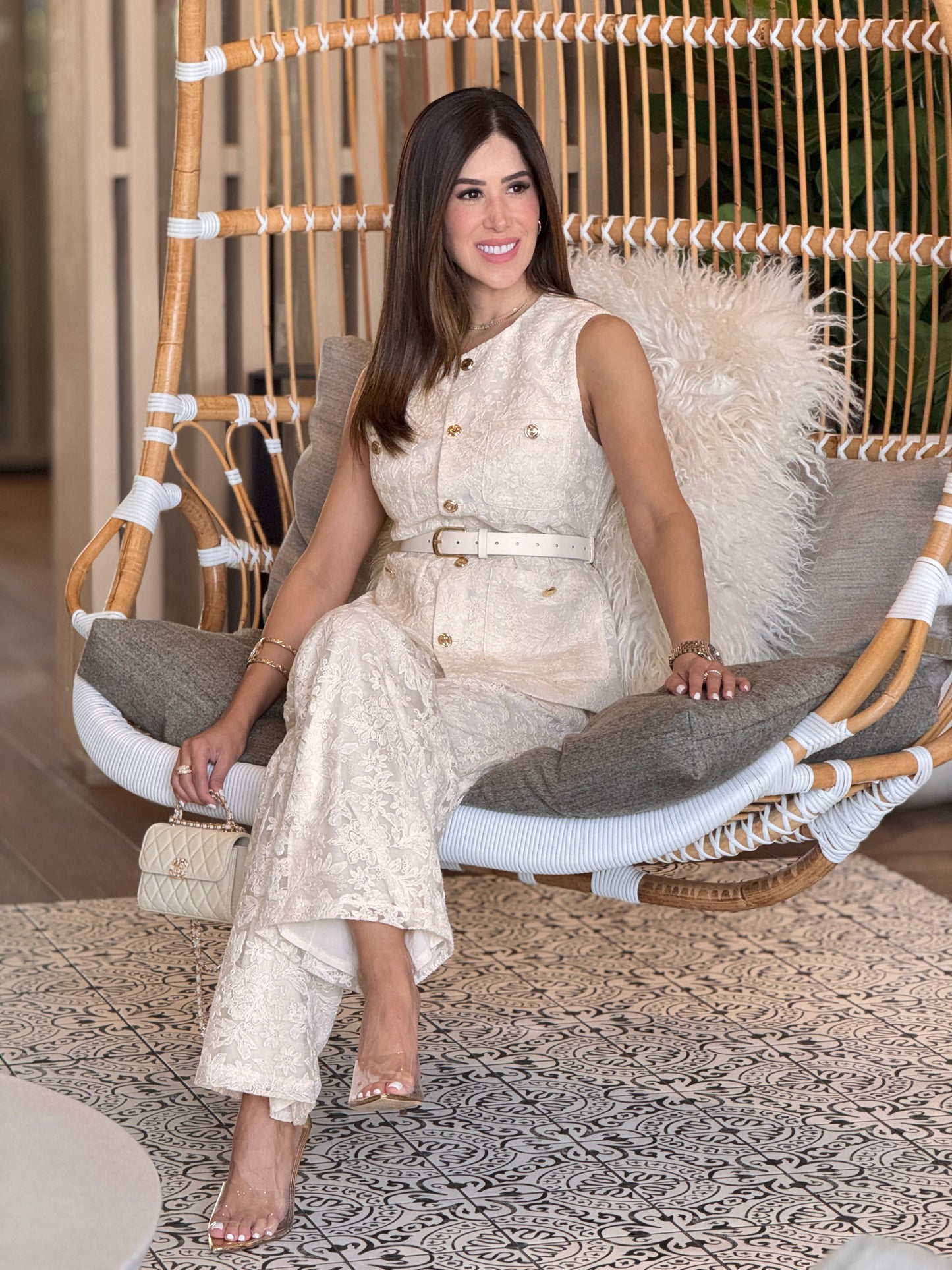 Voguish Ivory Lace Vest Set