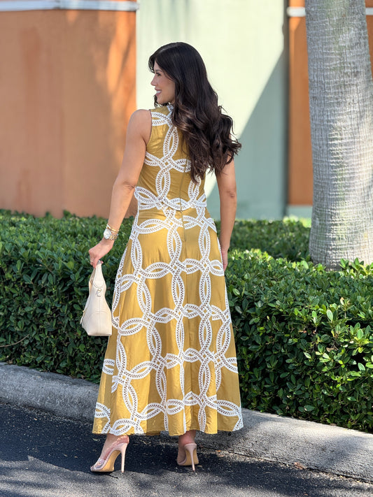 Miriam Yellow Torchon Skirt Set