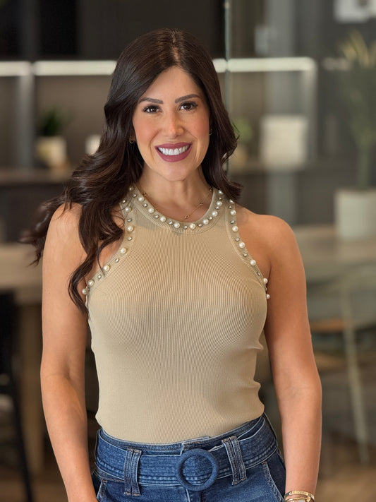 Gaia Beige Pearls Top