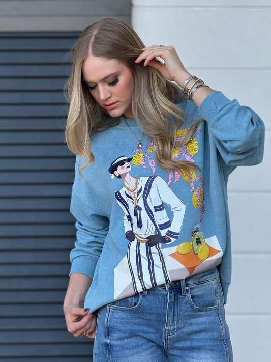 Chance Blue Sweater Top