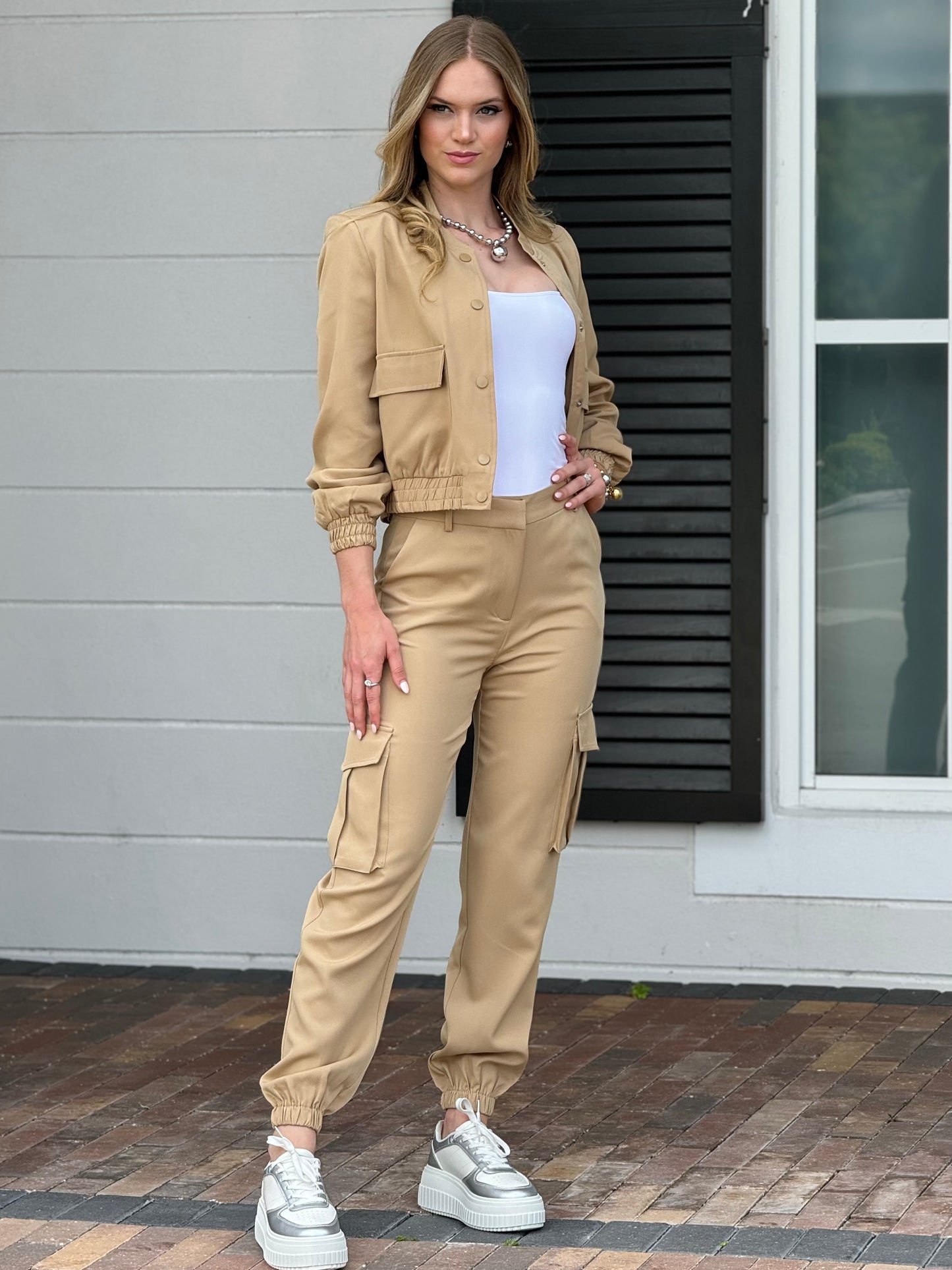 Ovianca Beige Bomber/Cargo Set