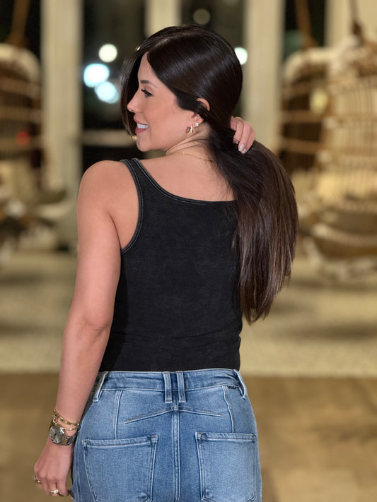 Angelica Black Buckle Bodysuit