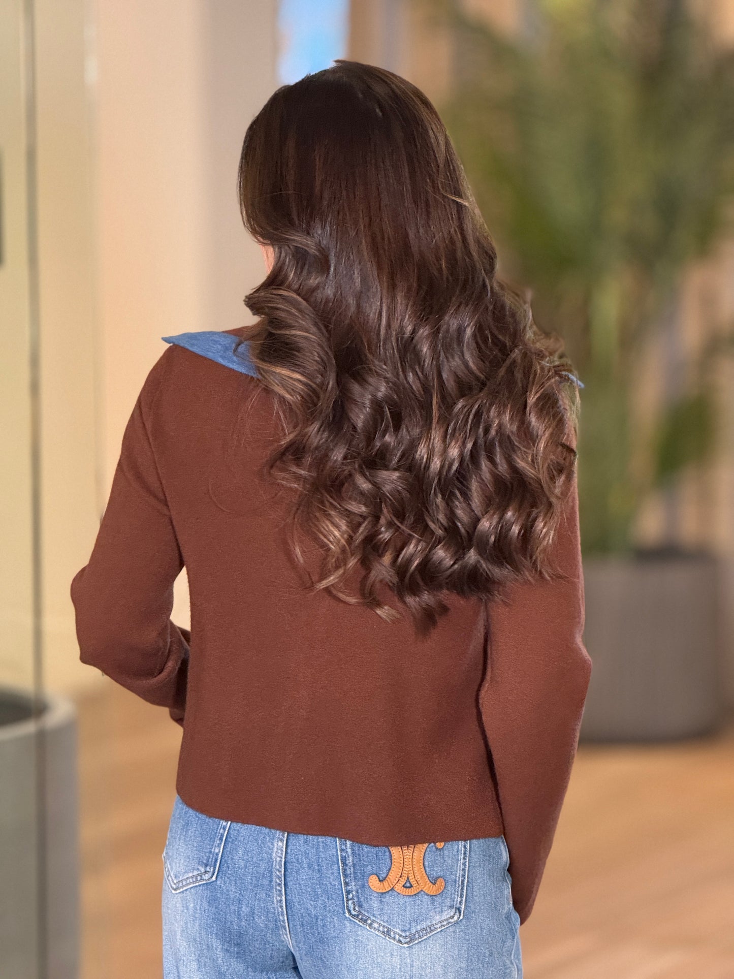 Voguish Brown/Denim Jacket Top