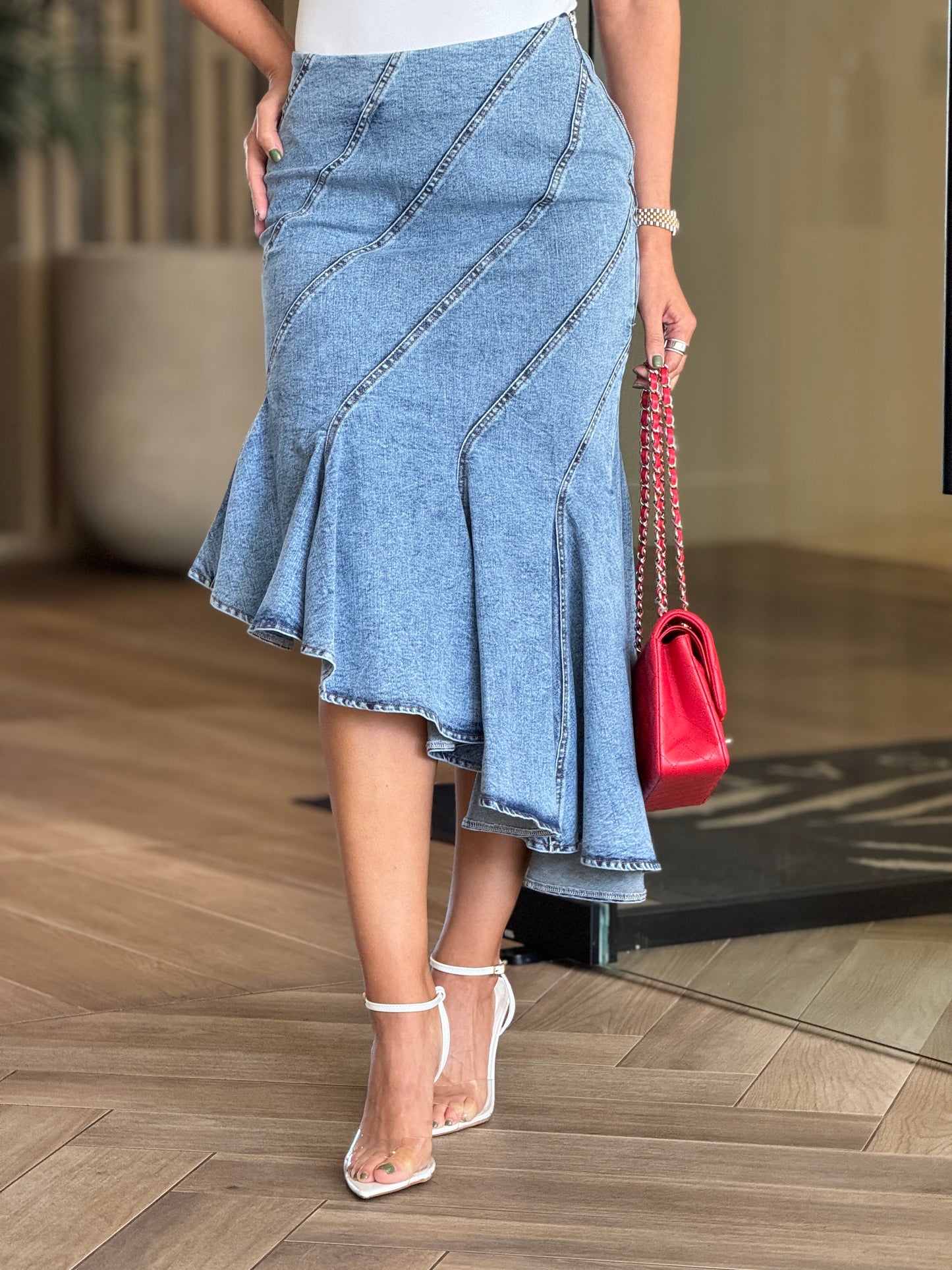 Rivera Denim Asymmetric Skirt