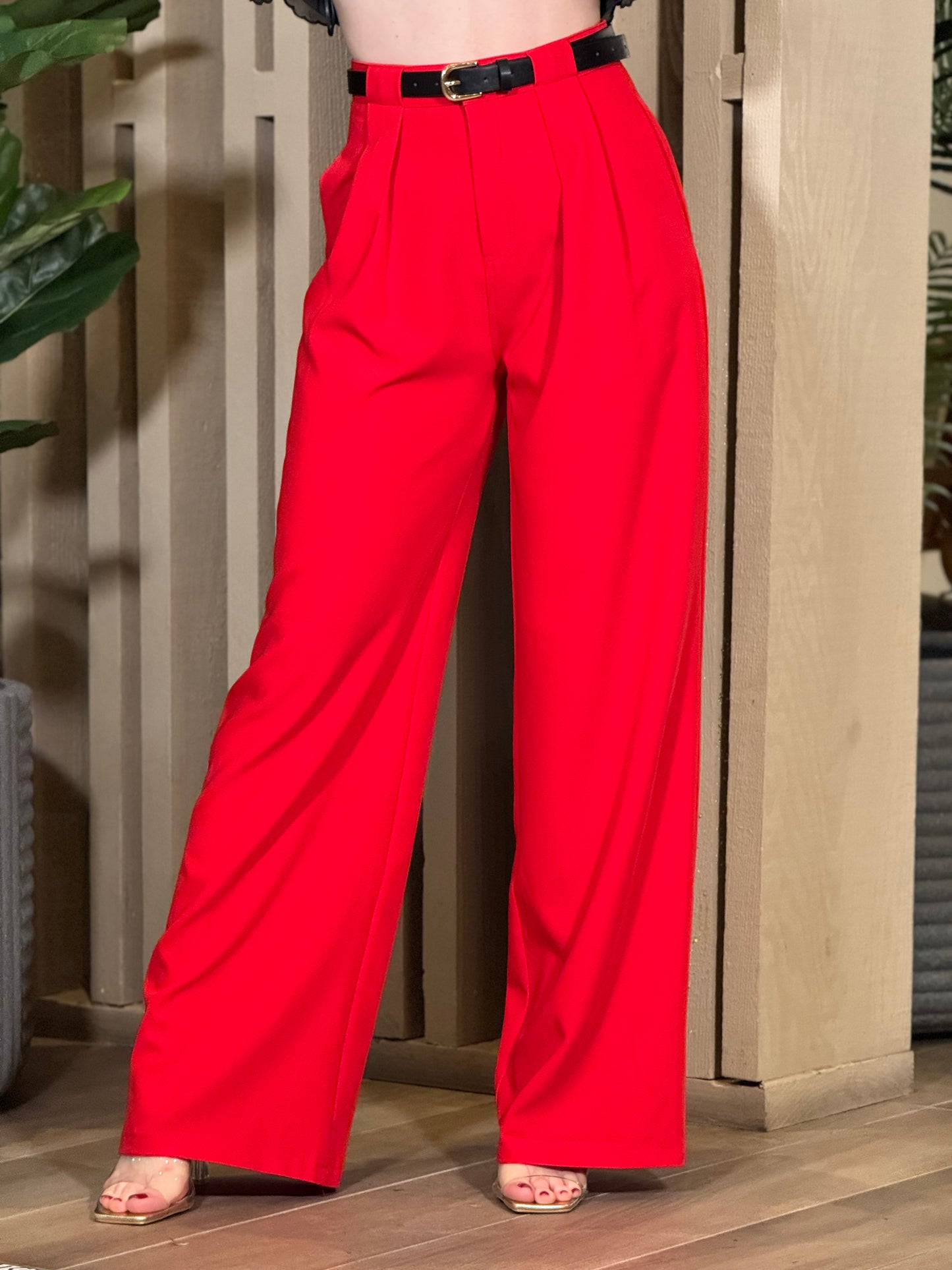 Franny Red Belt Pants