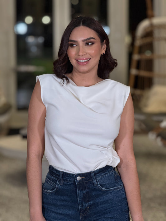 Catalina White Asymmetric Top