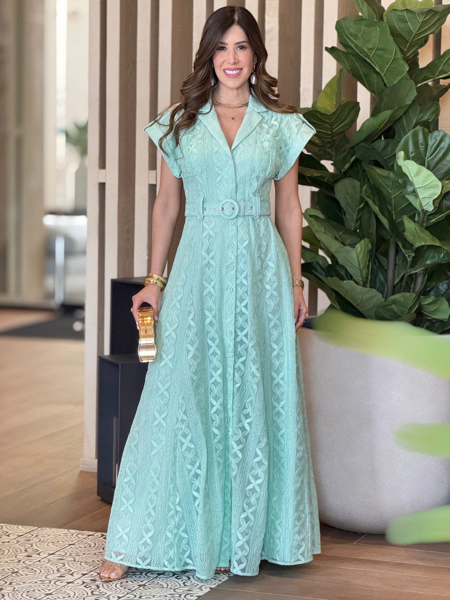 Coty Mint Clovers Print Dress