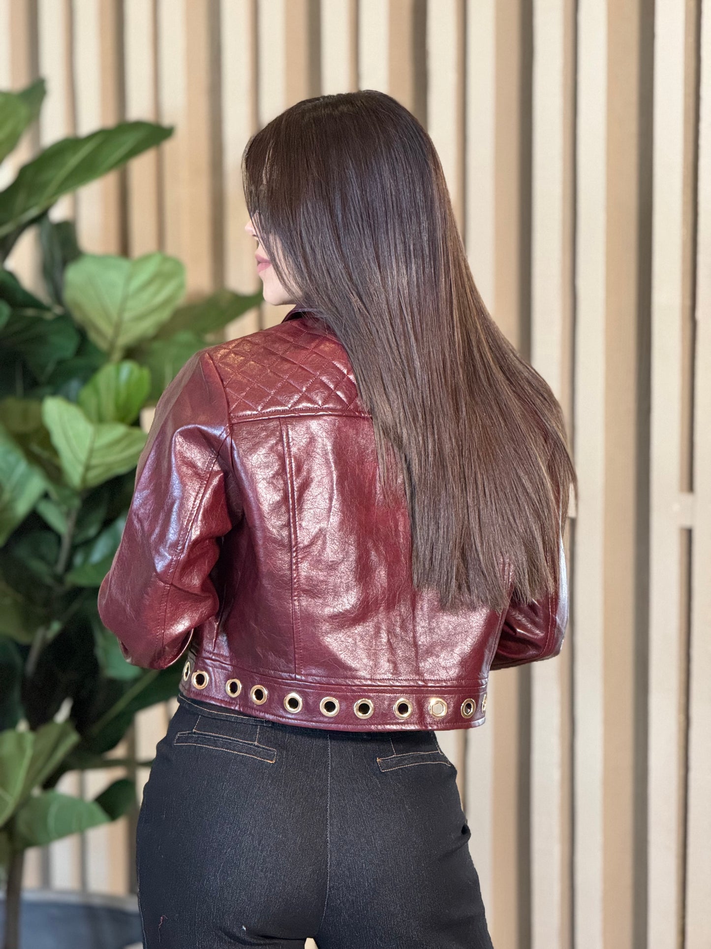 Angelica Burgundy Leather Jacket