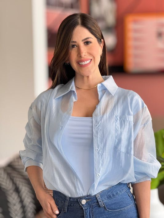 Itoo Blue Sheer Top