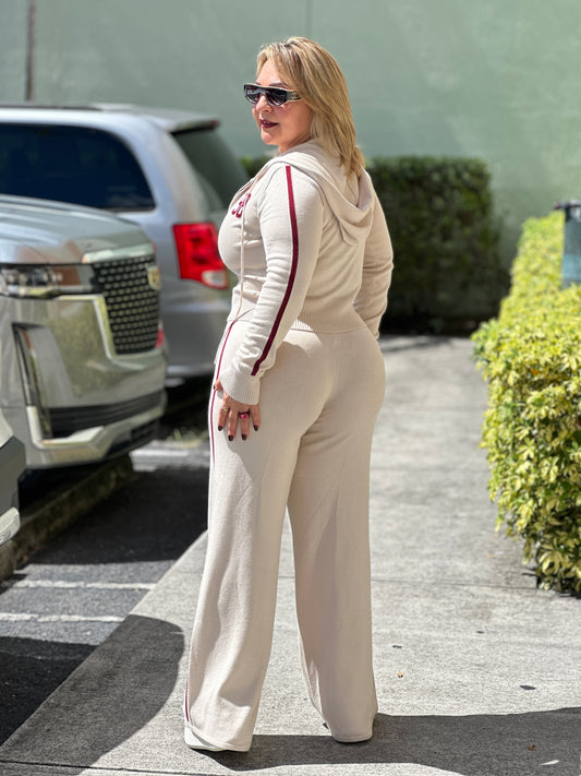 Milka 98 Beige/Burgundy Knitted Set