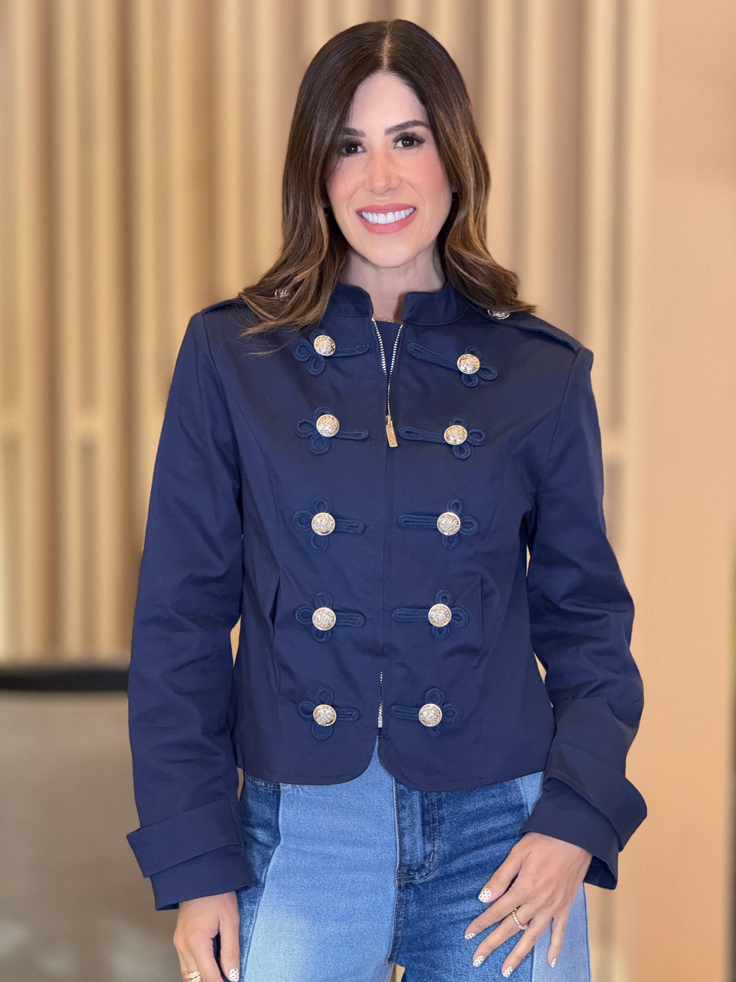 Liberty Navy/Silver Studs Jacket Top