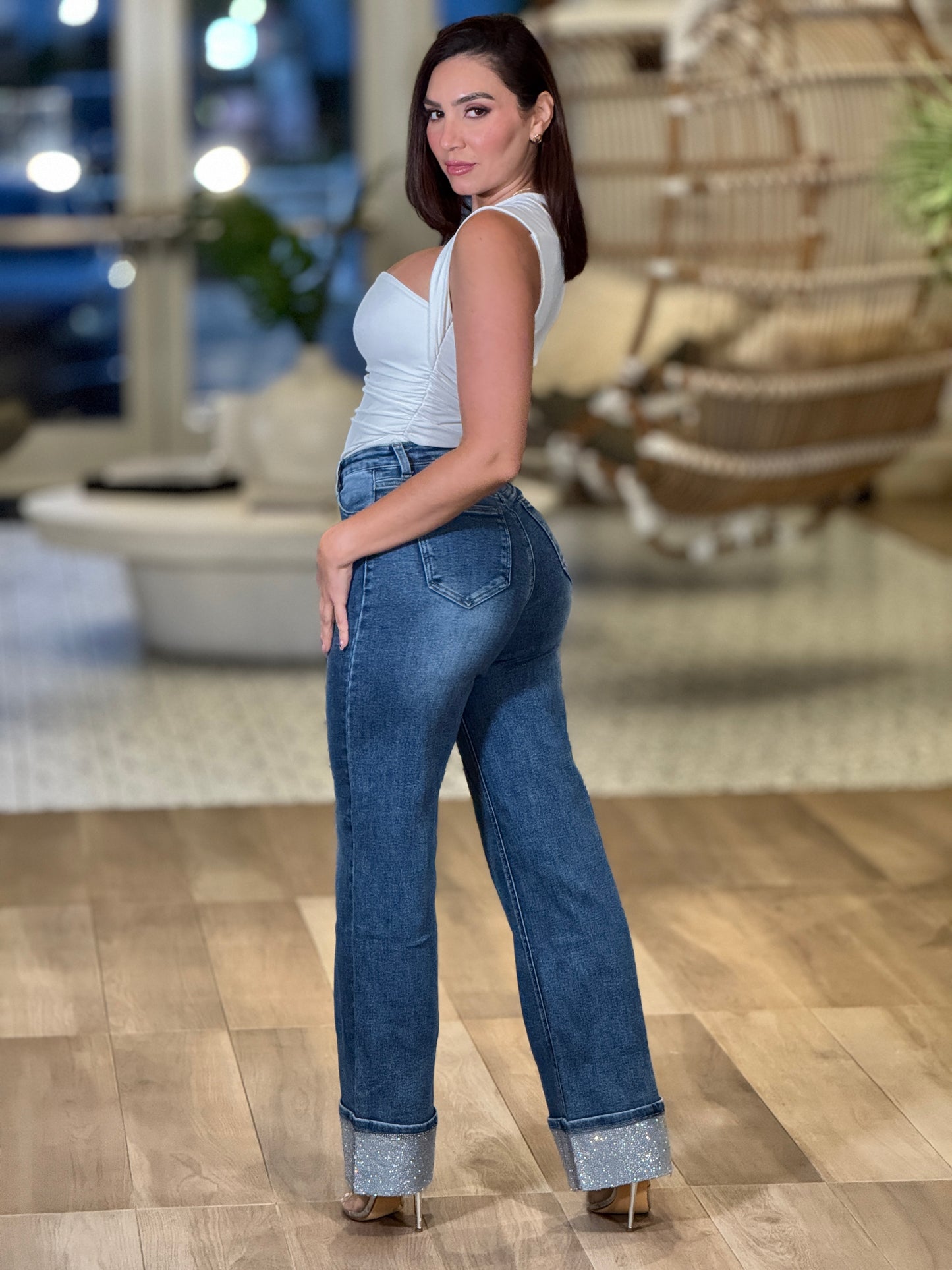 Nina Rhinestone Boot Jeans