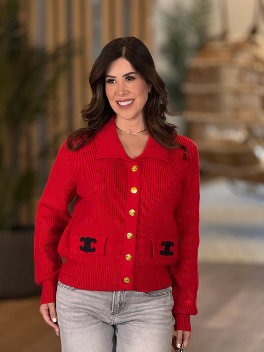 Celi Red Sweater Top