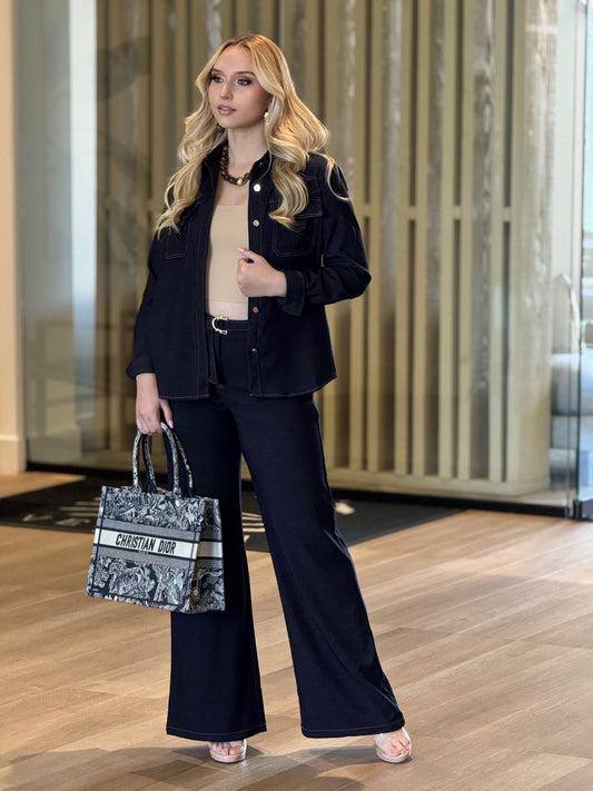 Ovianca Denim Shirt Set