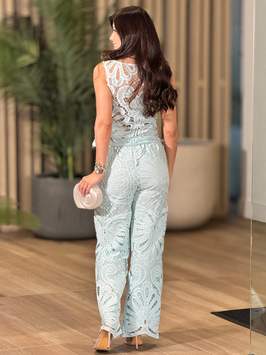 Laura Mint Torchon Set