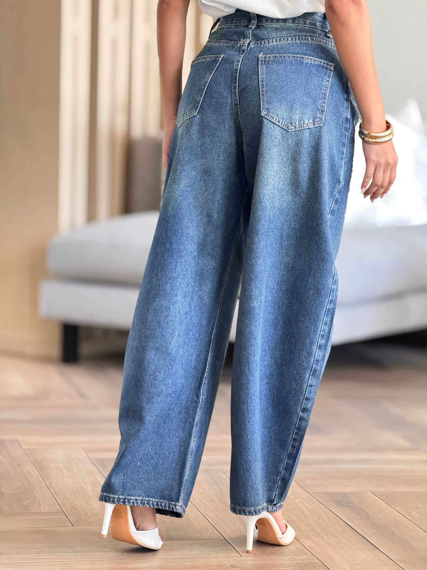 French Demim Stiff Barrel Pants