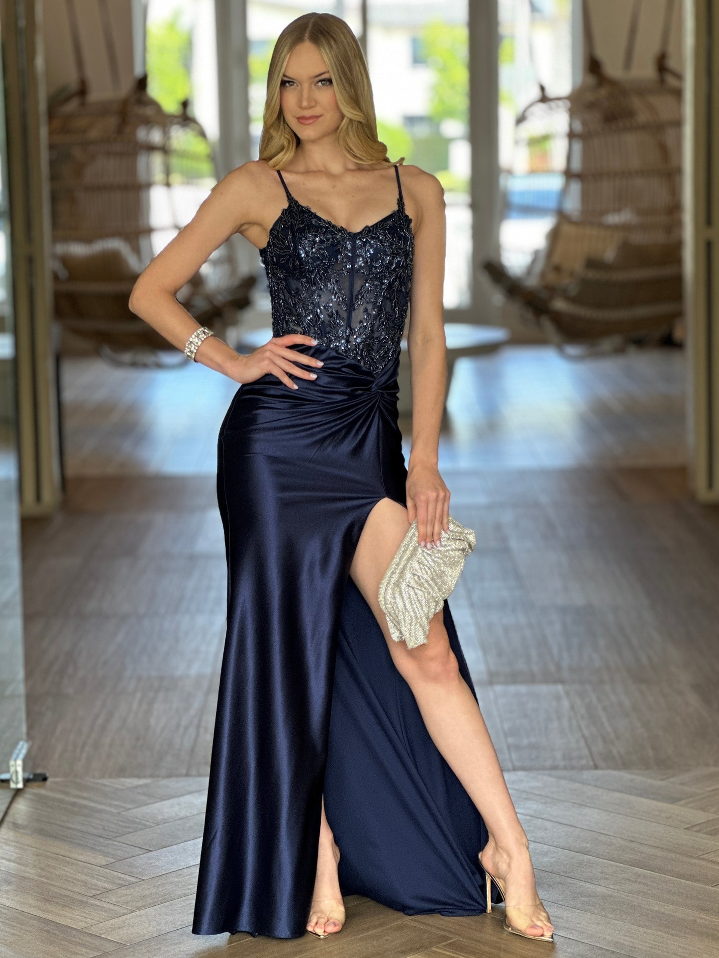 Kelly Blue Embellished Dress Gala
