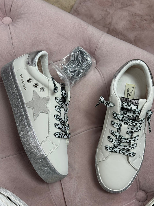 Bella White/Silver Sneakers
