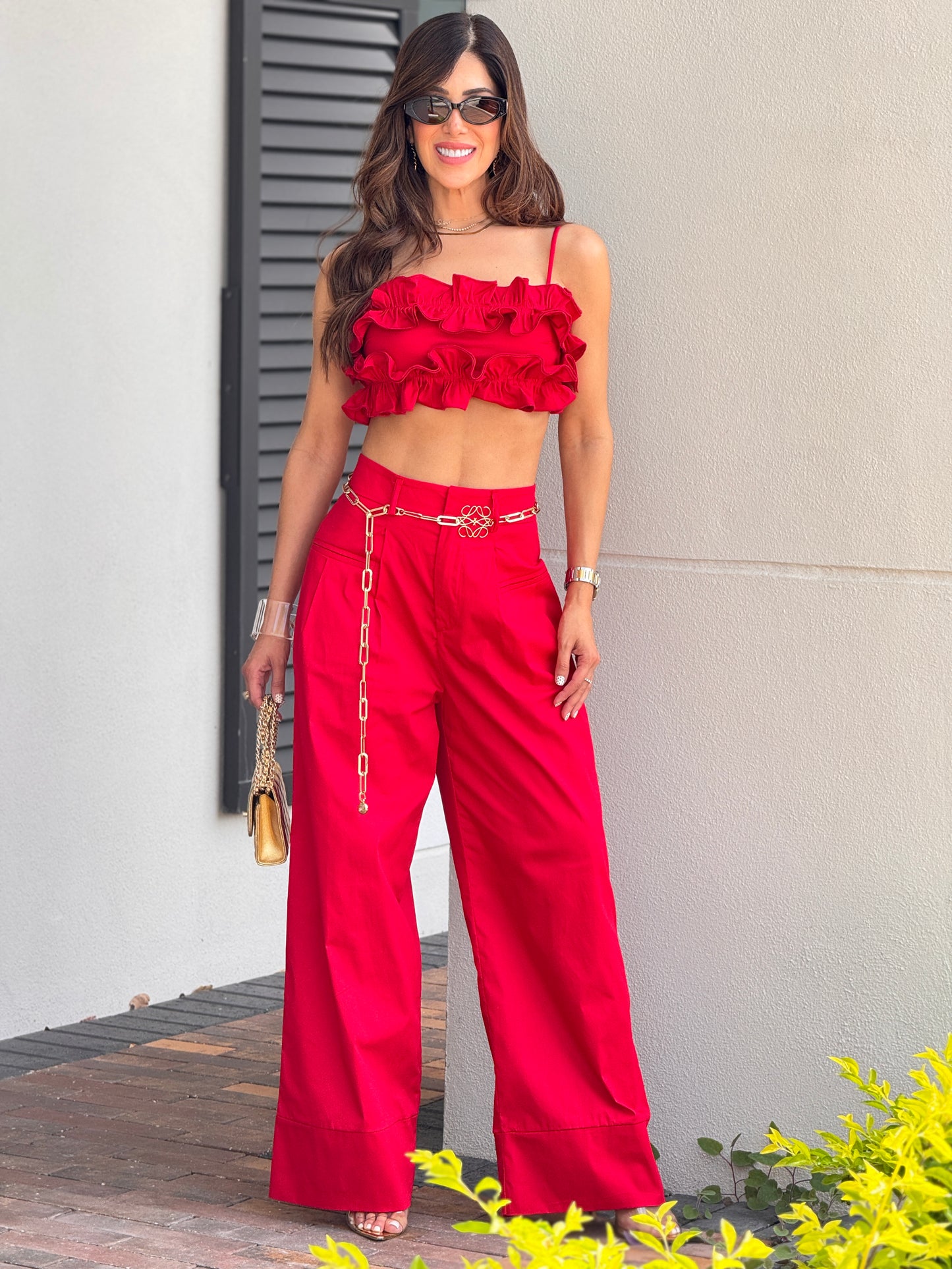Lumi Red Ruffle Crop Set