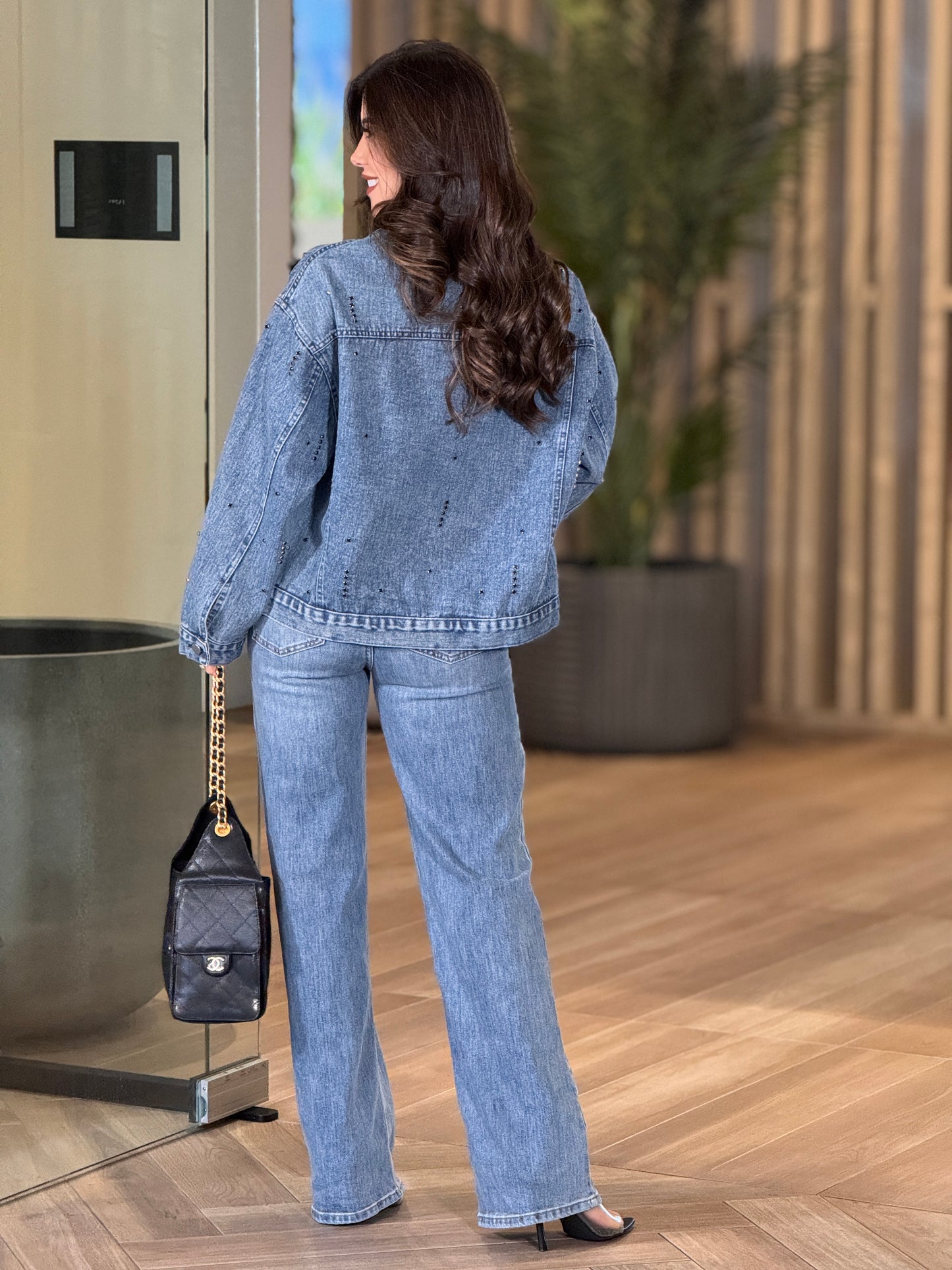 Larose Denim/Black Sequin Jacket Top