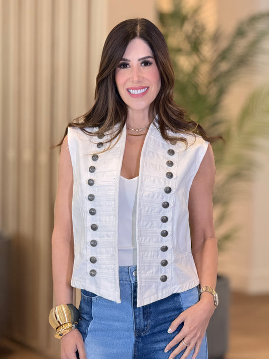 Liberty Daz White Denim Vest Top