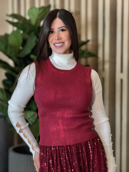 Angelica Burgundy Metallic Tank Top