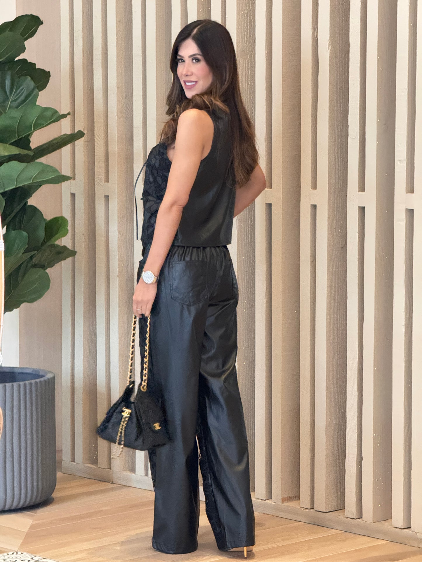 Rosarito Black Leather Cutout Set