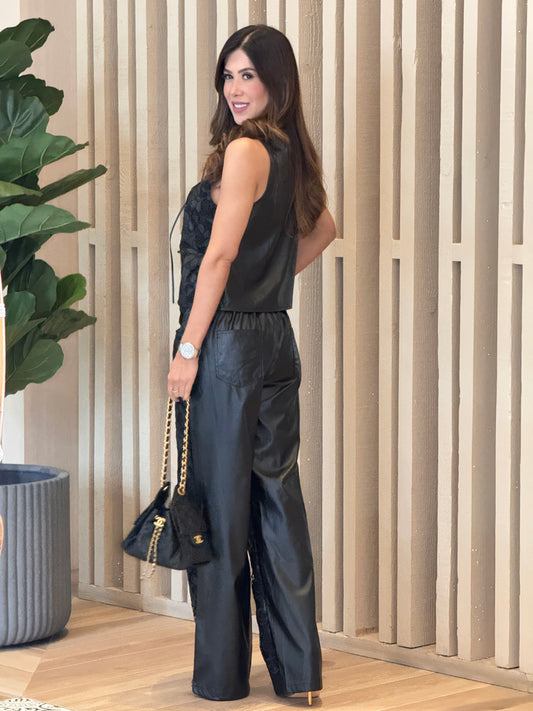 Rosarito Black Leather Cutout Set