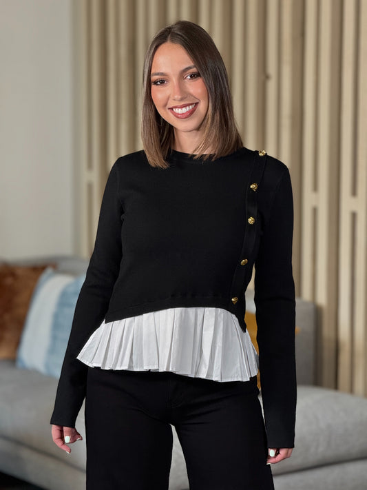 Rivera Black Knitted/Shirt Top