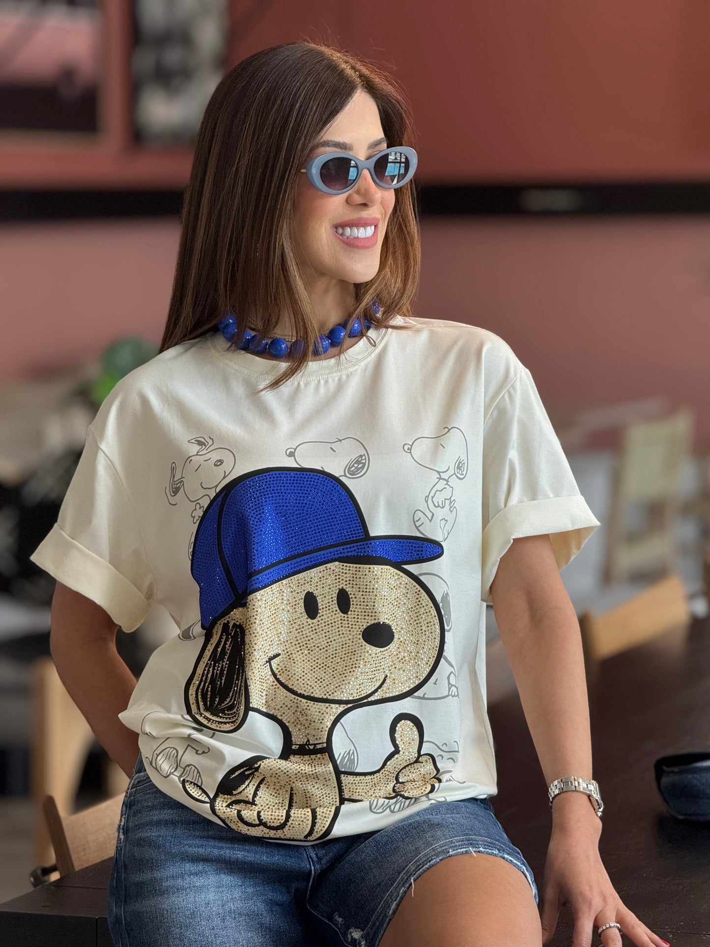 Cartoon Hat White Oversized T-Shirt