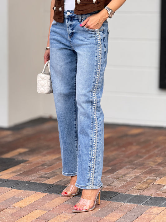 Risen Denim Side Embroidery Jeans