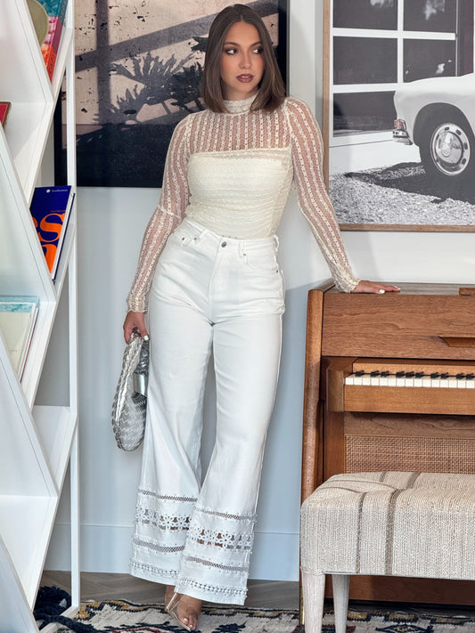 Maurice White Denim Pearls Jeans