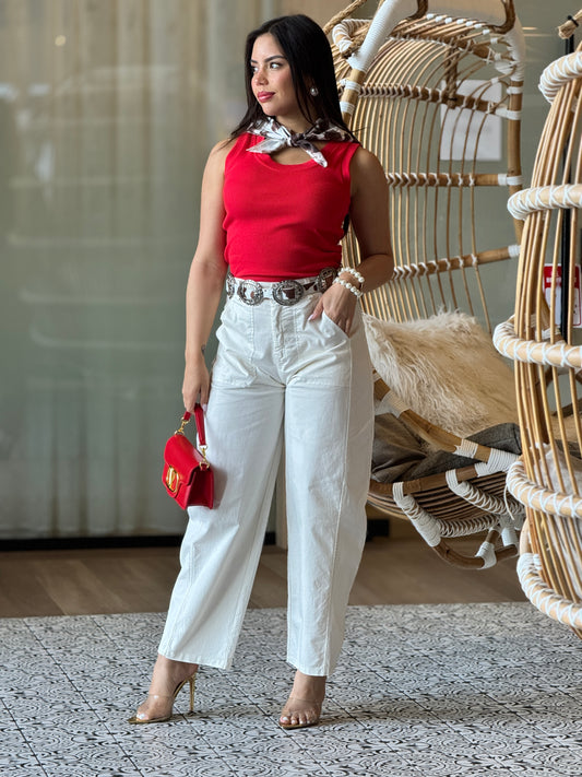 The cow Red Scarf Top