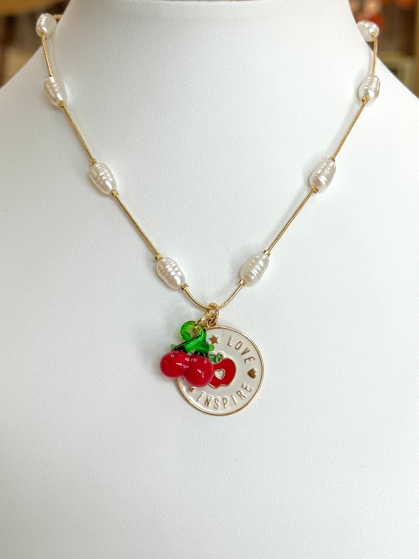 Apple+Cherry Murano Necklace