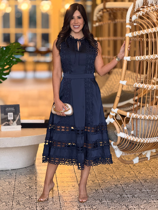 Catedral Navy Torchon Dress Gala