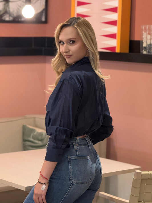 Dreamy Navy Sheer Blouse