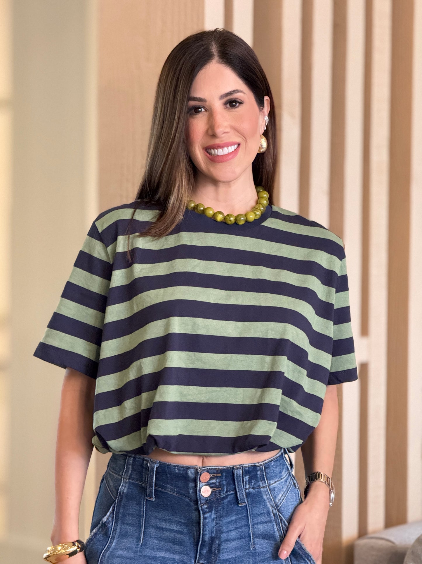 Glam Green/Navy Lines Top