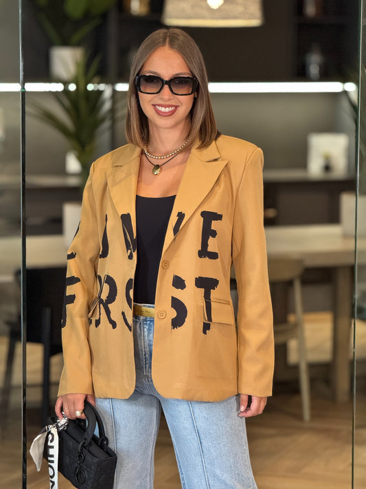 Balbina Brown/Black Blazer Top