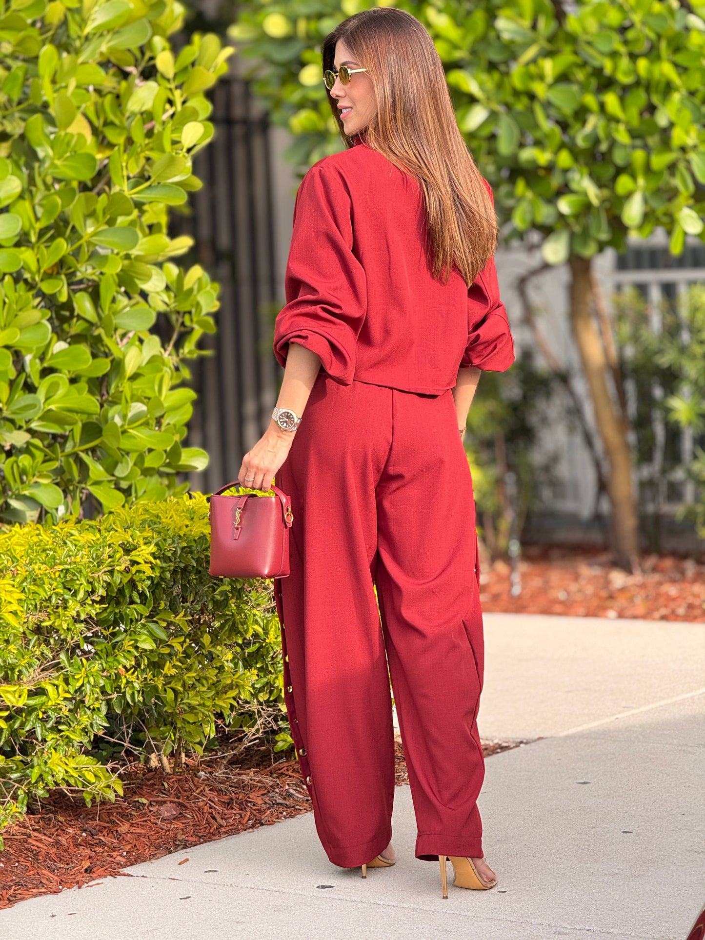 Rivera Burgundy Gold Circles Vest Set